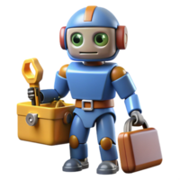 magnificent traditional Robot Repair Technician with a toolbox high resolution png