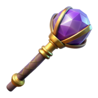 dramatic rustic A wizard's staff topped with a pulsating crystal orb authentic png