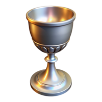 impressive rustic A single, ornate silver chalice, glowing faintly professional png