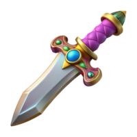 dramatic classic A single, ornate dagger, with a jeweled hilt 4K png