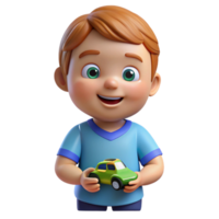 wonderful artistic Smiling toddler holding a toy car, 4K png