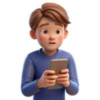 serene rustic Bored teenager with a smartphone, exclusive png