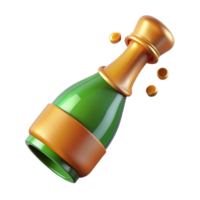 impressive minimalist Champagne bottle with cork popping, exclusive png