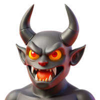 stunning vintage A fearsome demon, with horns and glowing red eyes high resolution png