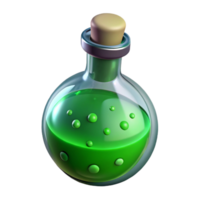 serene minimalist A single, sparkling potion bottle, filled with a bubbling green liquid genuine png