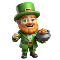 impressive rustic A mischievous leprechaun, holding a pot of gold high resolution png