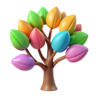 serene rustic A stylized, abstract tree with colorful leaves high resolution png