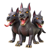 elegant minimalist Cerberus, three-headed dog, guarding the underworld, menacing pose professional png
