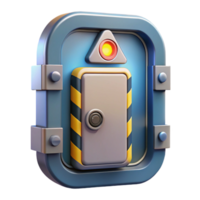 serene artistic Spaceship door, airtight seal, warning lights premium png