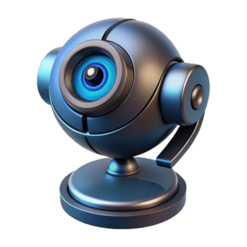 sbalorditivo astratto futuristico sicurezza telecamera, rotante lente, infrarosso sensore alto risoluzione png