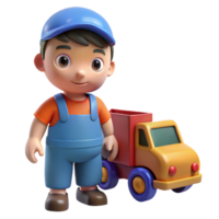 impressive rustic Playing child with a toy truck, professional png