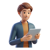 impressive abstract Working young adult with a tablet, 4K png