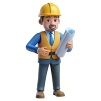 elegant rustic Innovative engineer with a blueprint, exclusive png