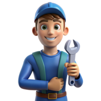 impressive rustic Proud mechanic with a wrench, high resolution png