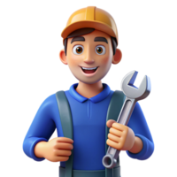 serene rustic Proud mechanic with a wrench, 4K png