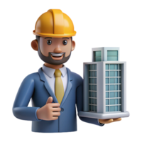 magnificent classic Focused architect with a model building, high quality png