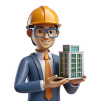 stunning abstract Focused architect with a model building, professional png