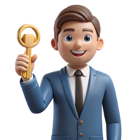 elegant artistic Confident real estate agent holding a key, 4K png