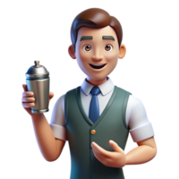 stunning creative Experienced bartender with a shaker, 4K png