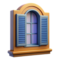elegant abstract Georgian window with shutters, authentic png