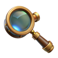 elegant contemporary Steampunk monocle with a brass frame and magnifying lens high resolution png