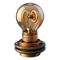 serene rustic Steampunk lightbulb with intricate filaments and a brass base exclusive png