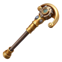 elegant artistic Steampunk cane with a brass handle and a hidden blade exclusive png