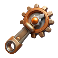 stunning minimalist Steampunk wrench with intricate gears and a movable jaw high quality png