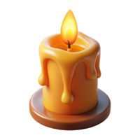 magnificent classic A burning candle with melting wax, original png