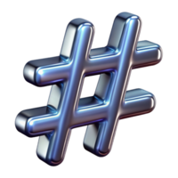 dramatic abstract A hashtag symbol, metallic and reflective, professional png