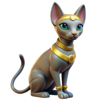 serene traditional Bastet, Egyptian cat goddess, feline form, high resolution png