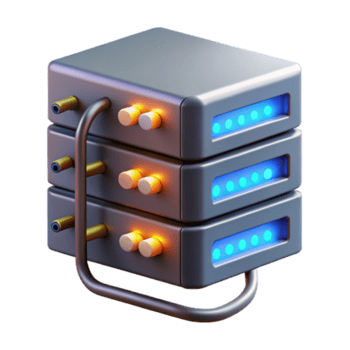 impressionante moderno uma servidor prateleira com piscando luzes e cabos Alto resolução png