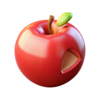 serene artistic A ripe red apple with a single bite taken out, premium png