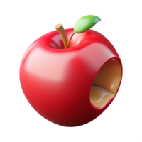 beautiful modern A ripe red apple with a single bite taken out, detailed png