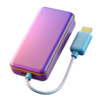 serene artistic A portable power bank charging a smartphone, high resolution png