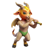 beautiful vintage Satyr, goat-legged creature, playing flute, high resolution png