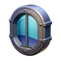 vibrant vintage Spaceship window with reinforced glass high quality png