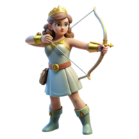 dramatic rustic Artemis, goddess of the hunt, with a bow and arrow high quality png