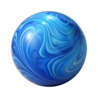 vibrant rustic A single, translucent blue glass marble with intricate swirls authentic png