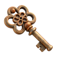 impressive artistic A rusty, ornate key with intricate detailing authentic png