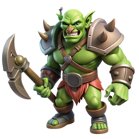 impressive contemporary A fierce orc warrior wielding a massive battle-axe 4K png