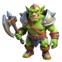 extraordinary artistic A fierce orc warrior wielding a massive battle-axe authentic png