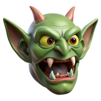 wonderful abstract A fearsome goblin head with sharp teeth and pointed ears authentic png