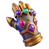 impressive minimalist A detailed, ornate gauntlet with glowing magical gems premium png
