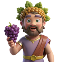 serene vintage Dionysus, god of wine, holding a grapevine authentic png