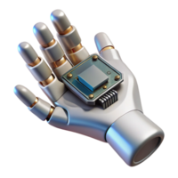 magnificent rustic Highly detailed robotic hand holding a data chip, original png