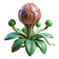 stunning artistic Bioengineered alien plant with pulsating veins, authentic png