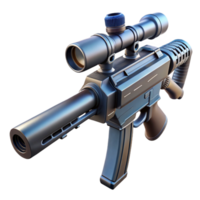 serene modern Futuristic rifle with scope and silencer, high resolution png