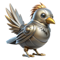 wonderful rustic Realistic robotic bird with metallic feathers, authentic png