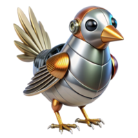 extraordinary modern Realistic robotic bird with metallic feathers, high quality png